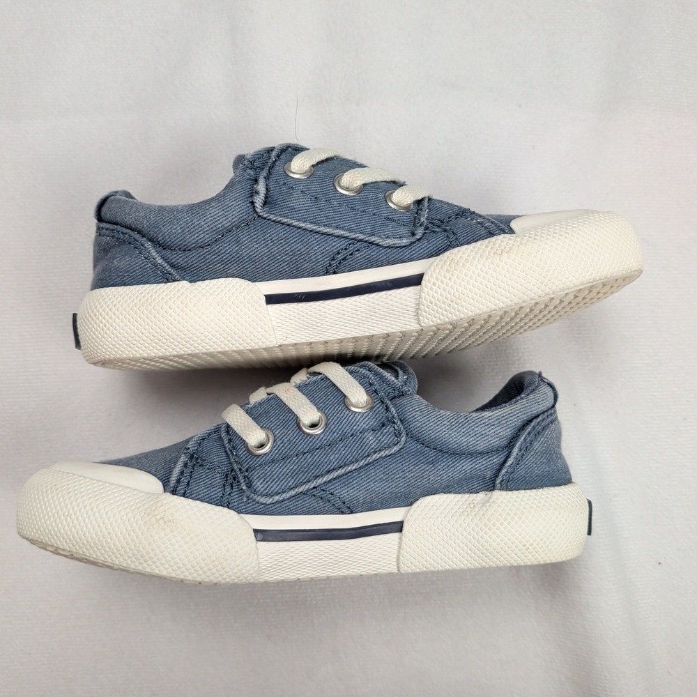 Sperry Striper II Ltt Retro Jr Blue Denim Fabric Sneakers Toddler 7M STL261099 - Picture 4 of 11